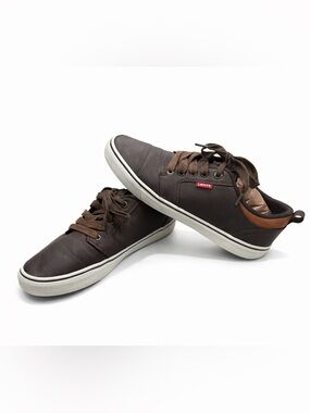 Levi’s Brown Leather Sneakers Men’s Lace Up Casual Shoes Comfort Insole Size 8